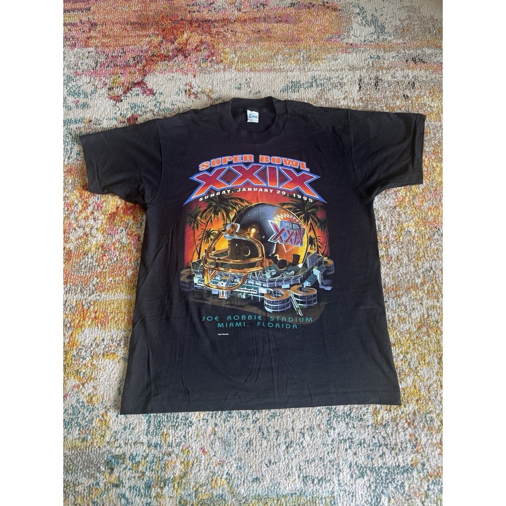 VTG 1995 Salem Super Bowl‎ XXIX Miami Graphic Tee L